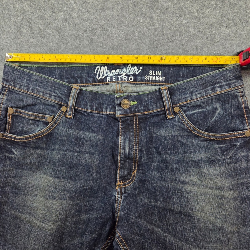 Wrangler Retro Slim Straight Jeans Mens 33x34 Blue WLT88BZ Stretch Denim - Picture 5 of 10